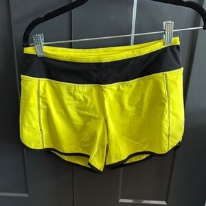 Lululemon Athletica Yellow and Black speed up Athletic Shorts
